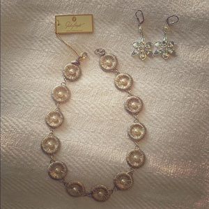 Seafan Pearl Necklace Silver & earrings